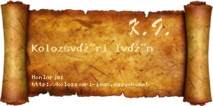 Kolozsvári Iván névjegykártya